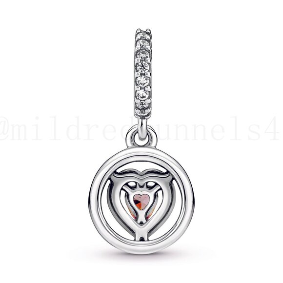 Pandora Sparkling Double Halo Heart Dangle Charm - Picture 5 of 5